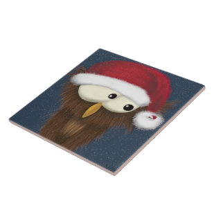Sam The Cute and Festive Owl Painting Ceramic Tile