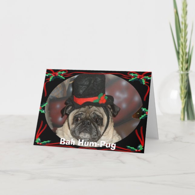 Sam xmas, Bah Hum-Pug Holiday Card (Front)