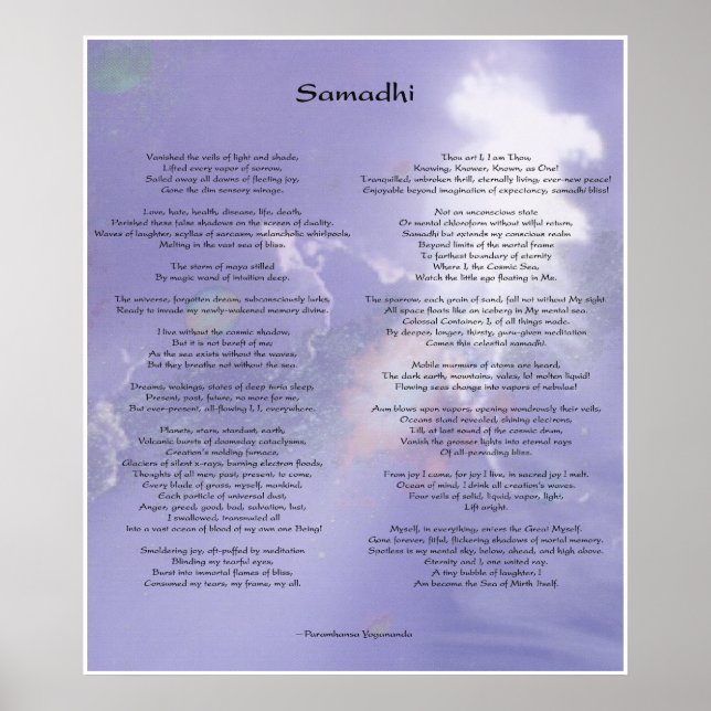 Samadhi poem by Yogananda Poster (Front)