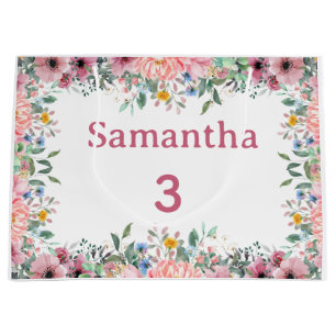  Samantha Floral Gift Bag, Large 3rd Birthday  Large Gift Bag