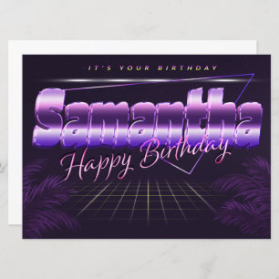 Samantha Name First name lila retro card Birthday