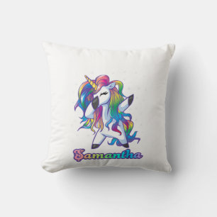SAMANTHA Name Personalised Custom Rainbow Unicorn  Cushion
