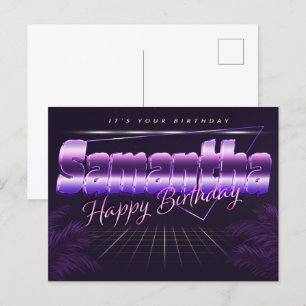 Samantha Name Vorname lila Postkarte Geburtstag Postcard