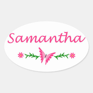 Samantha (Pink Butterfly) Oval Sticker