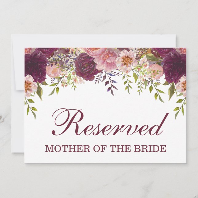 Samantha Rustic Burgundy Reserved Wedding Sign (Front)