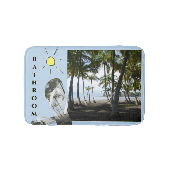 Sámara Beach Sunny Bathroom Cust. Bath Mat (Front)