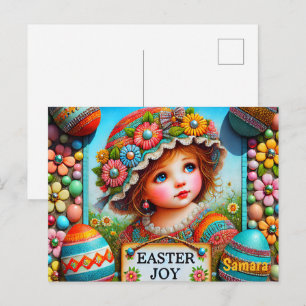 SAMARA ~ EASTER GIRL with Eggs ~ Mosaic design ~ Postcard