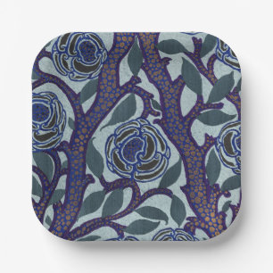 Samarkand inspired Floral Pattern Art Nouveau Paper Plate