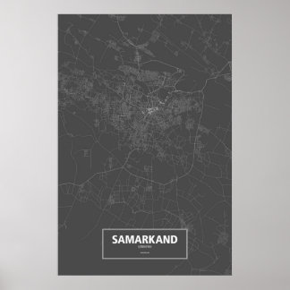 Samarkand, Uzbekistan (white on black) Poster