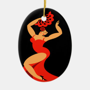 Samba / Flamenco Dancer Ceramic Ornament