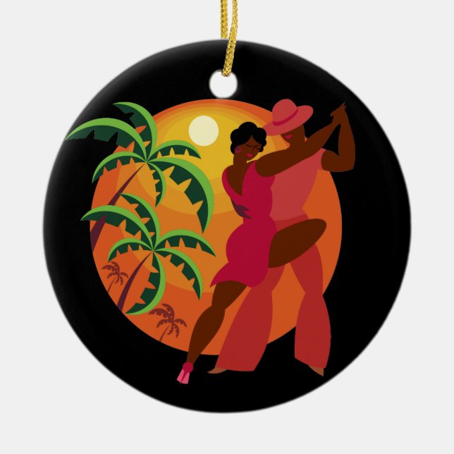 Samba / Flamenco Dancer Ceramic Ornament (Front)