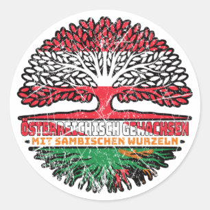 Sambia Sambisch Österreichisch Baum Classic Round Sticker