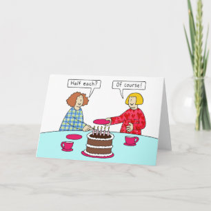 Same Date, Joint, Mutual Birthday Ladies and Cake. Card