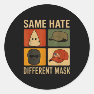 Same Different Hat Retro Vintage Funny Jokes Men W Classic Round Sticker