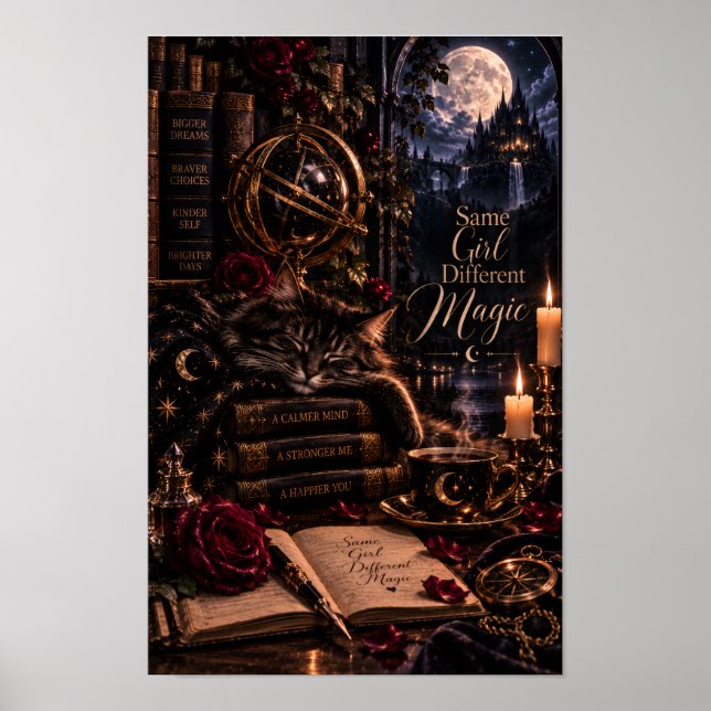 Same Girl Different Magic | Gothic Black Cat  Poster (Front)