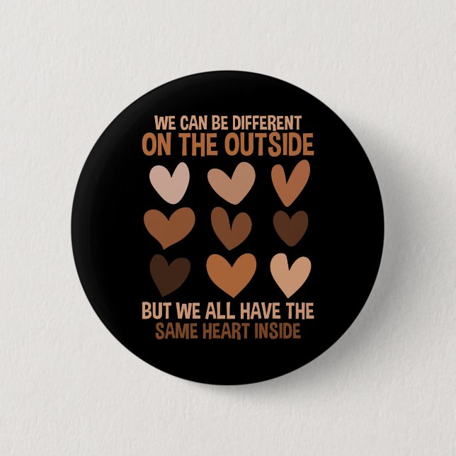 Same Heart Inside Diversity Love Unity Black Histo 6 Cm Round Badge (Front)