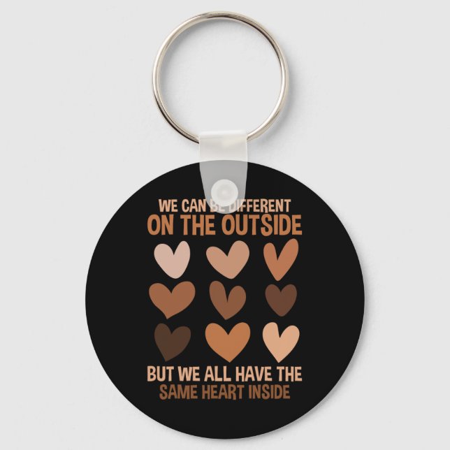 Same Heart Inside Diversity Love Unity Black Histo Key Ring (Front)