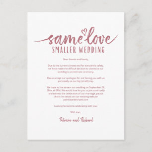 Same Love Cute Heart Downsize Wedding Postcard