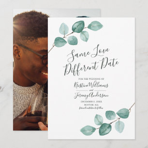 Same Love Different Date Eucalyptus Black Photo Save The Date