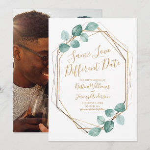 Same Love Different Date Eucalyptus Gold Photo Save The Date