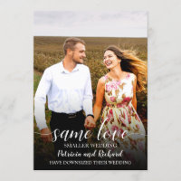 Same Love Downsize Wedding Announcement Photo