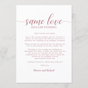 Same Love Downsize Wedding Rose Gold Invitation