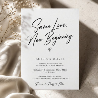 Same Love New Beginning Modern Remarriage Wedding Invitation