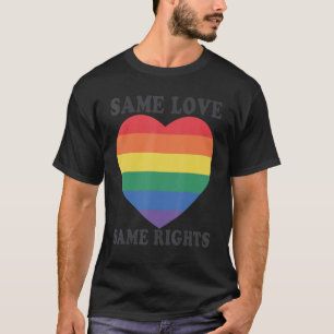 Same Love Same Love LGBTQ Rainbow Heart Flag Gay P T-Shirt
