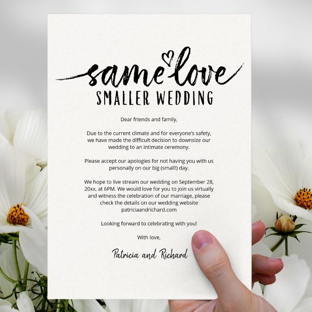 Same Love Smaller Wedding Downsize Wedding Invitation (Creator Uploaded)