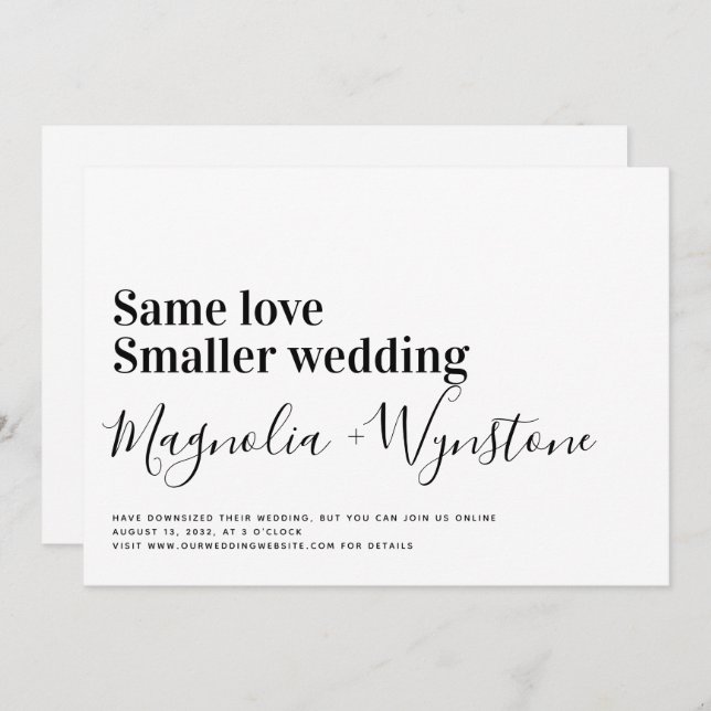 Same Love Smaller Wedding  Invitation (Front/Back)