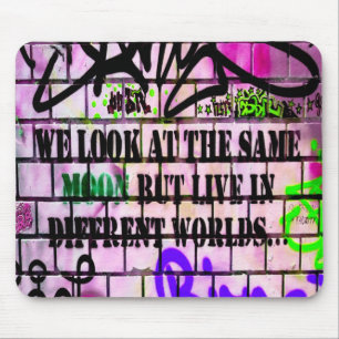 Same Moon Different Worlds Colourful Graffiti Mouse Pad