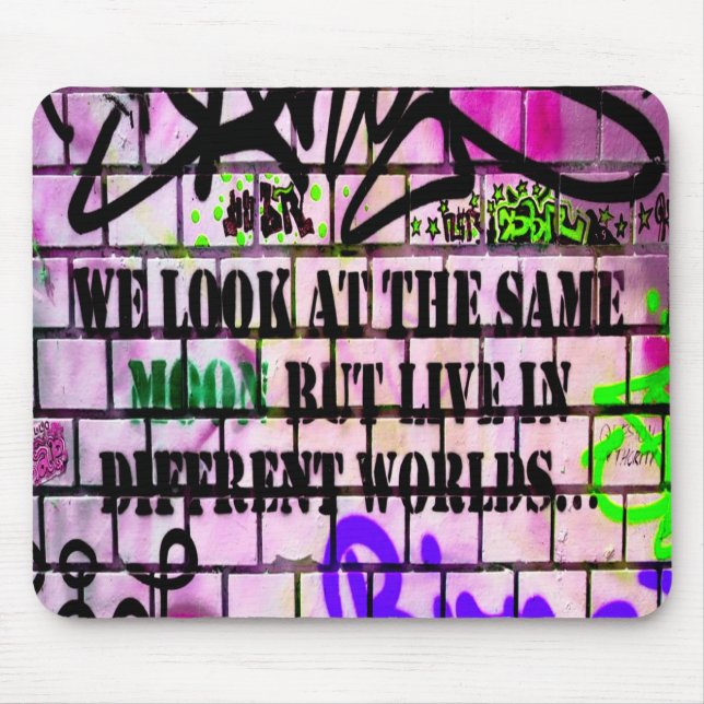 Same Moon Different Worlds Colourful Graffiti Mouse Pad (Front)
