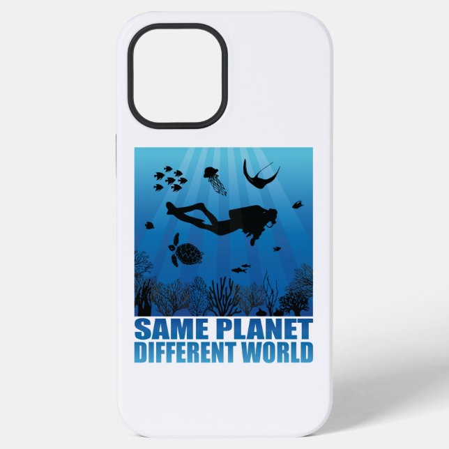 Same Planet Different World Scuba Diver iPhone Case (Back)