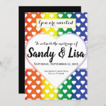Same Sex Rainbow Hearts Wedding Invitation