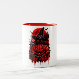 Same Spooky Energy Raven Pumpkin Gothic Halloween Two-Tone Coffee Mug