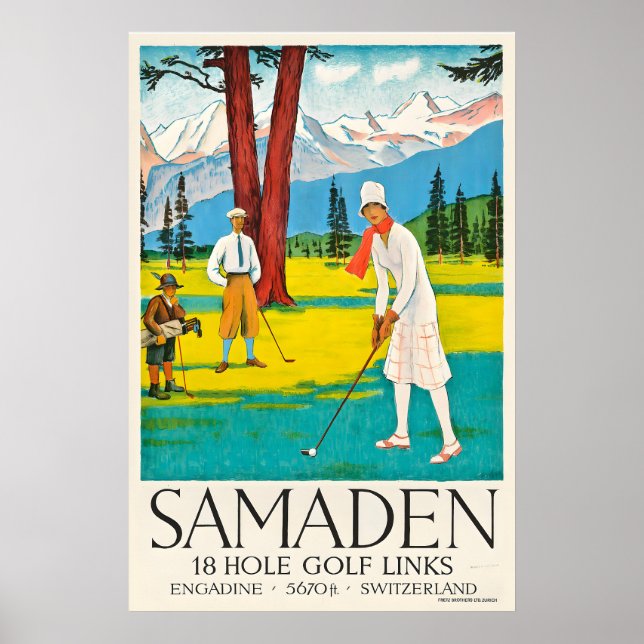 Samedan Switzerland Engadine Golf Club Vintage Poster (Front)
