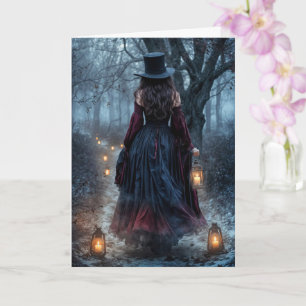 Samhain Beautiful Woman in a Top Hat Vintage Card