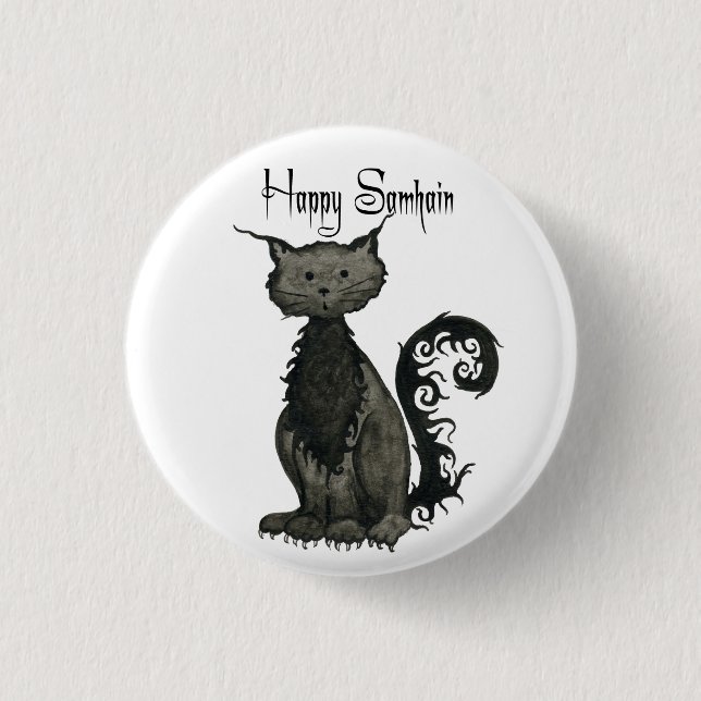 Samhain Black Cat Button (Front)