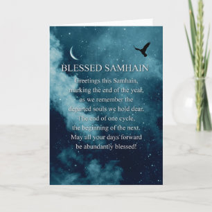 Samhain Blessing Mystic with Moon and Raven Card