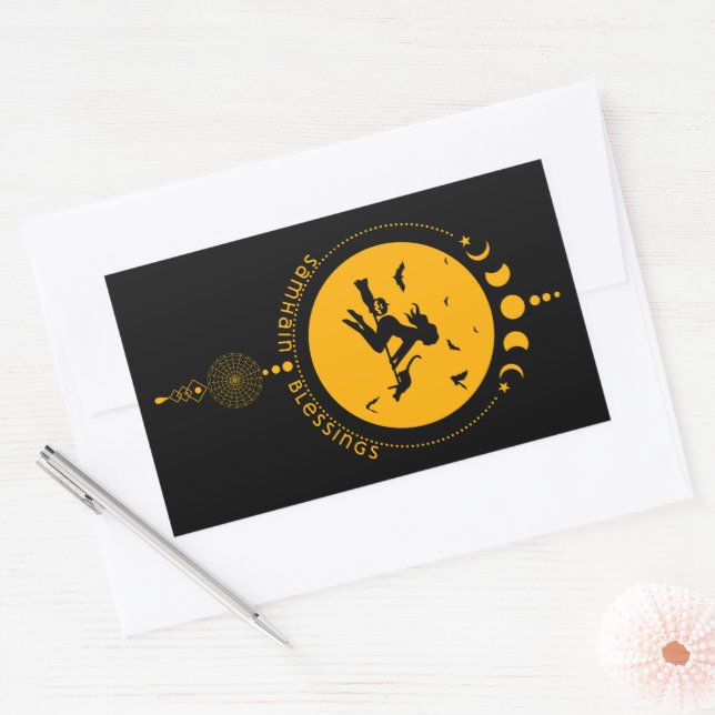 Samhain Blessings, witch Rectangular Sticker (Envelope)