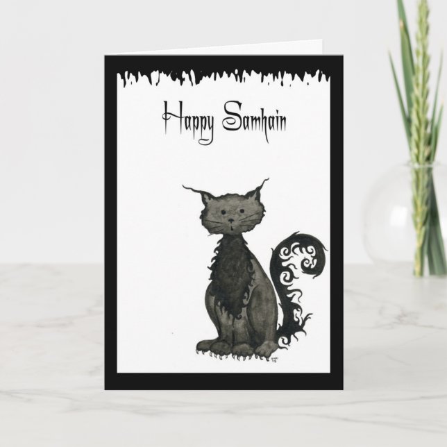 Samhain Cat Greeting Card (Front)