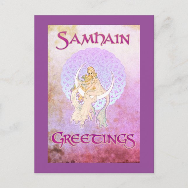Samhain Greetings Lunar Goddess Postcard (Front)