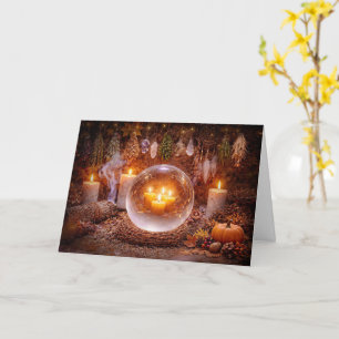 Samhain Greetings with Candles Herbs Crystals  Card