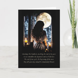 Samhain Greetings with Moon Candles Mystical  Card