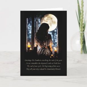Samhain Greetings with Moon Candles Mystical  Card