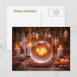 Samhain Inspired Candles Crystals Holiday Postcard