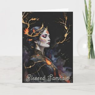 Samhain Pagan Witch Blessed Halloween Fall Night Card