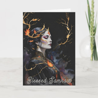 Samhain Pagan Witch Blessed Halloween Fall Night Card