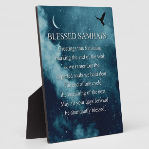 Samhain Raven and Crescent Moon Blessings Decor Pl Plaque