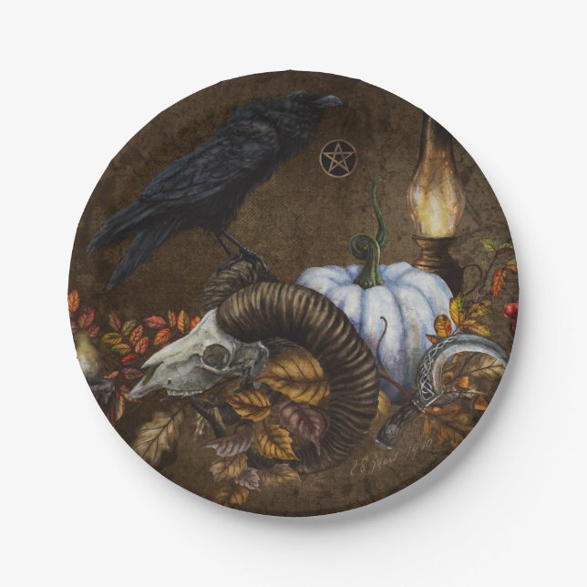 Samhain Raven Paper Plate (Front)